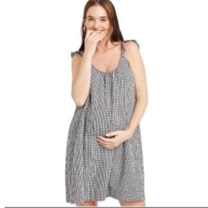 THE NINES BY HATCH Checkered Maternity Dress Black White